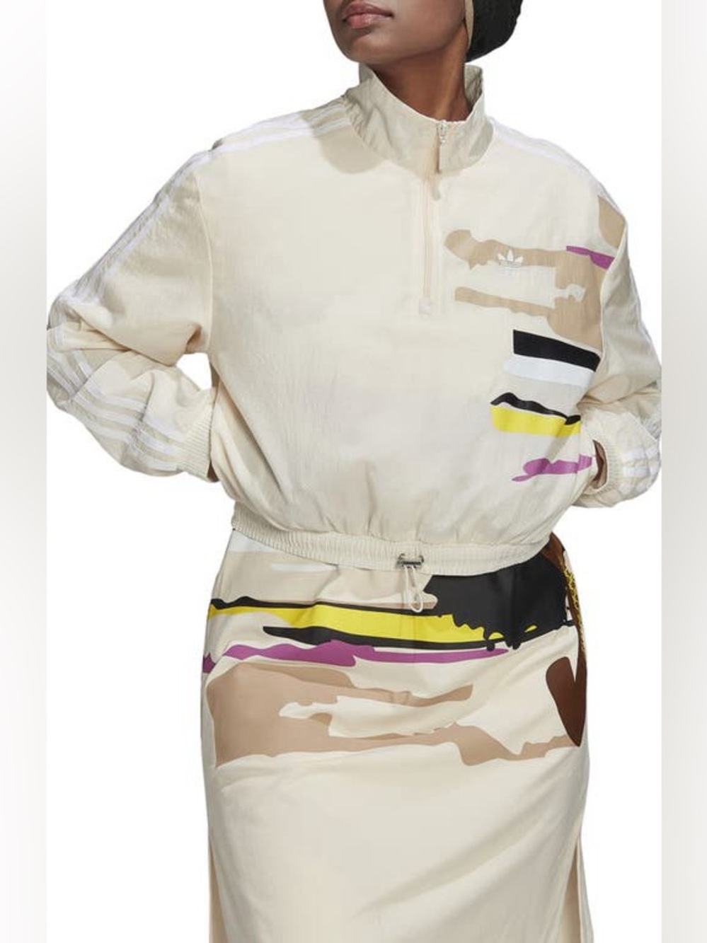 Adidas X Thebe Magugu 1/4 Zip Windbreaker Track Top Women 4X Cropped Mesh Lined
